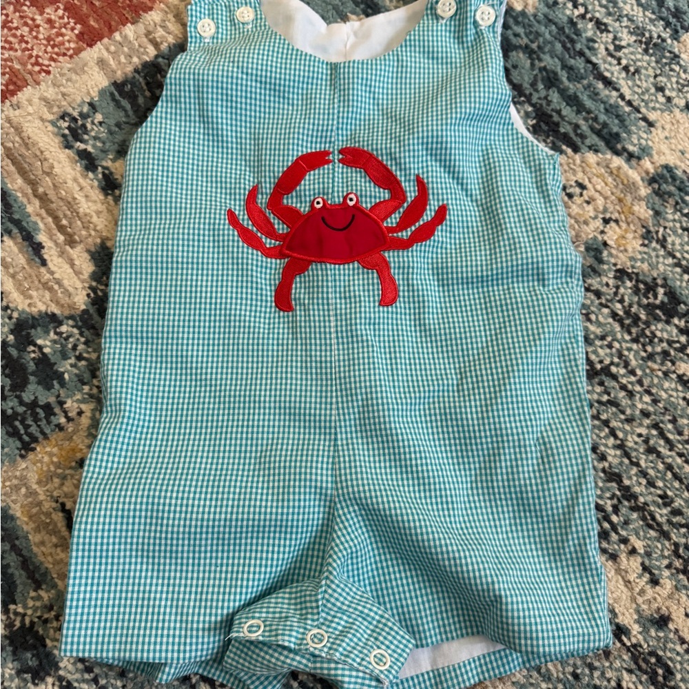 Kids Blue Gingham Crab One Piece